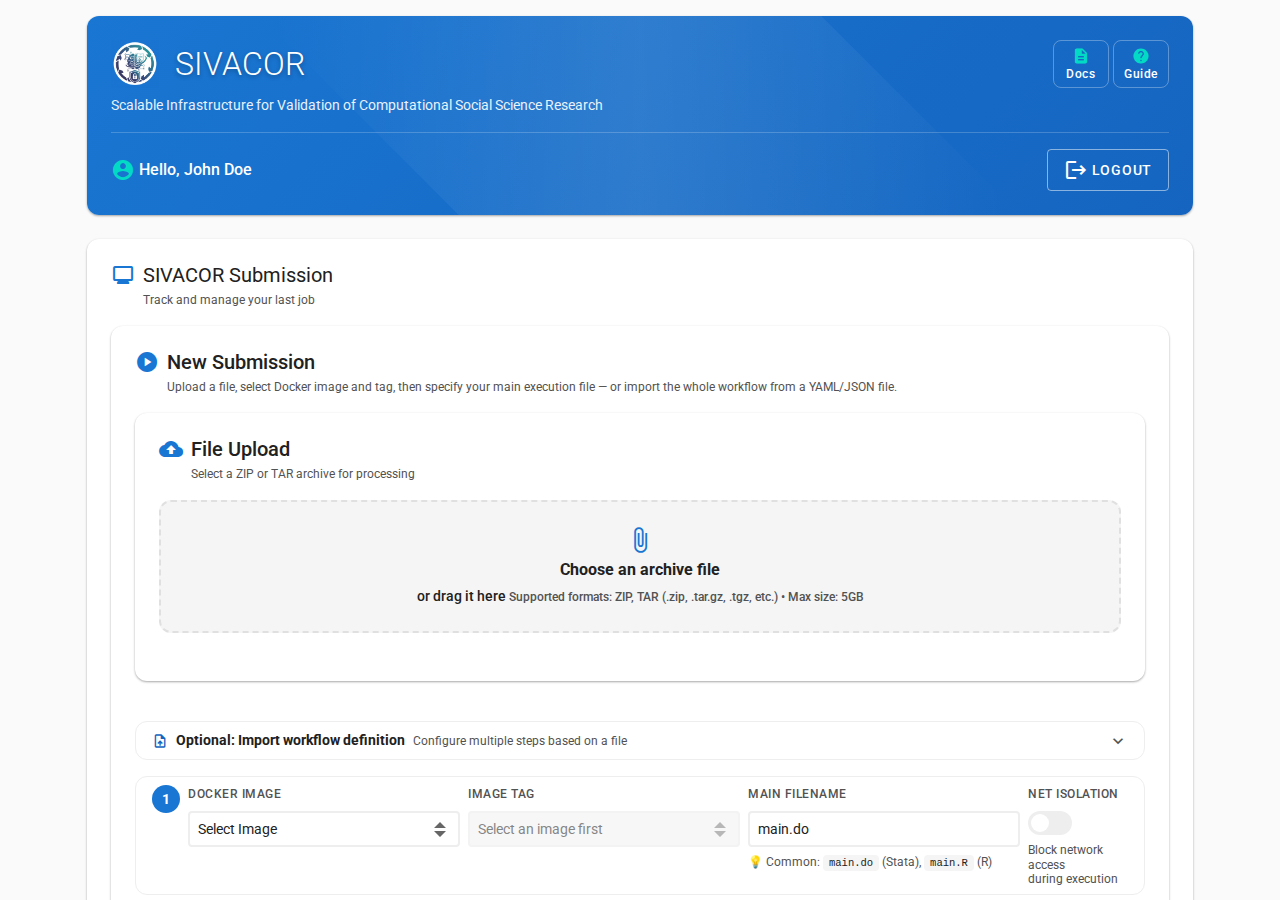 Upload page